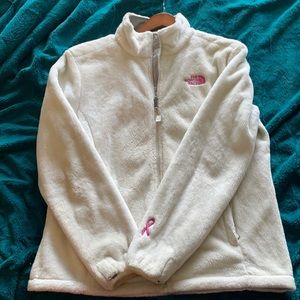White North Face Breast Cancer fleece zipper